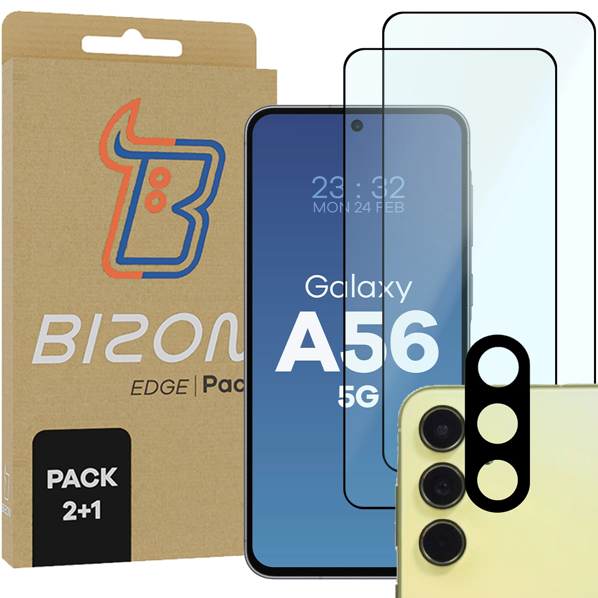 Zestaw ochronny Bizon 2x Szkło + szybka na aparat Edge 2 Pack do Galaxy A56 5G
