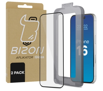 Szkło hartowane Bizon z ramką montażową Bizon Glass Aplikator do iPhone 16 2 sztuki