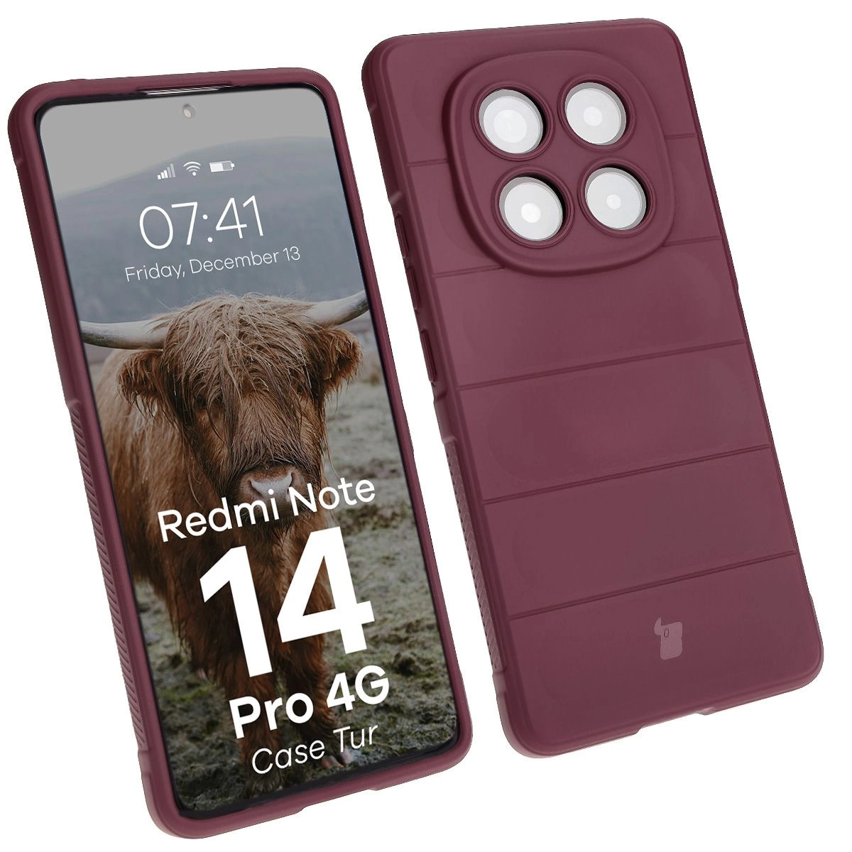 Etui Bizon Tur do Xiaomi Redmi Note 14 Pro 4G Burgundowy