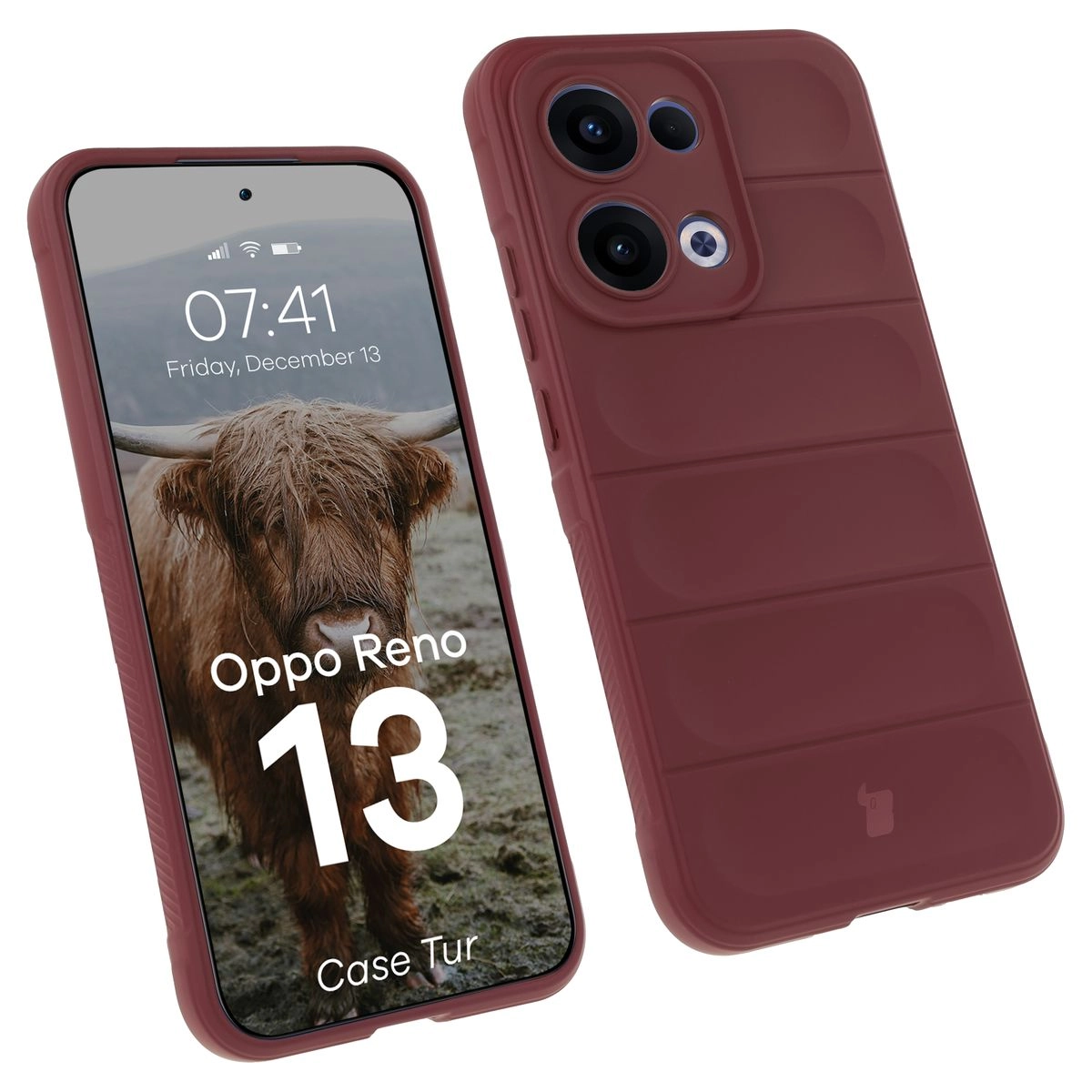 Etui Bizon Tur do Oppo Reno13 Burgundowy