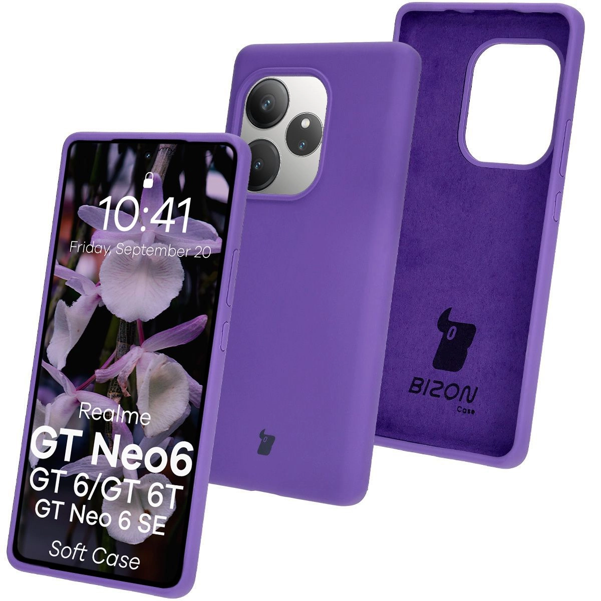 Etui Bizon Silikonowe Soft do Realme GT 6/6T/Neo 6/Neo 6 SE Fioletowy