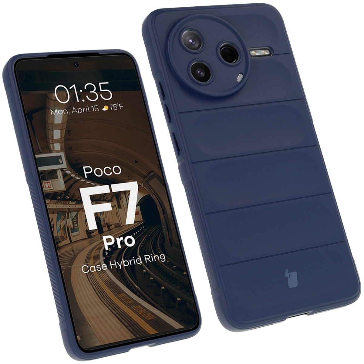 Etui Bizon Tur do Xiaomi Poco F7 Pro Granatowy