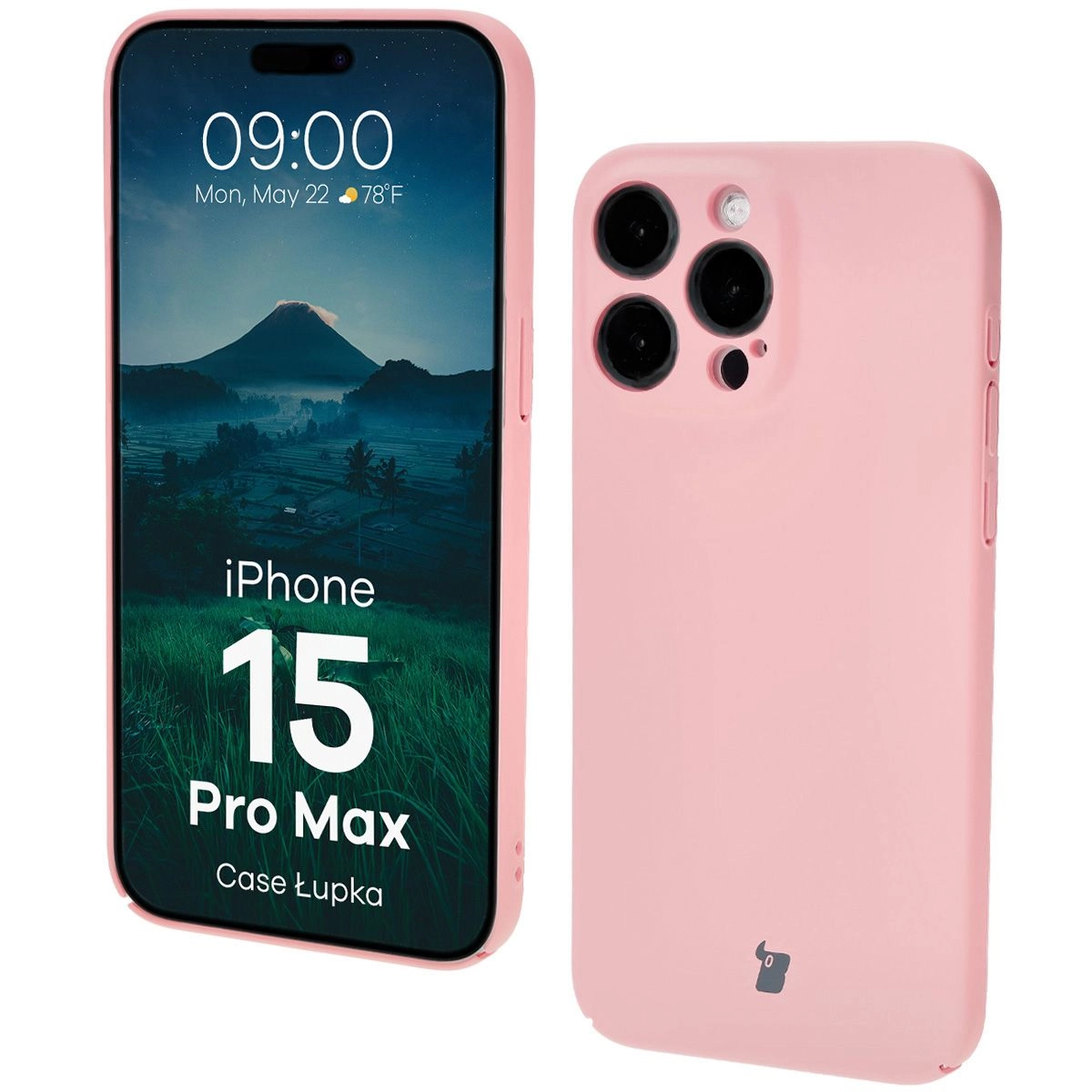 Etui Bizon Łupka do iPhone 15 Pro Max Różowy