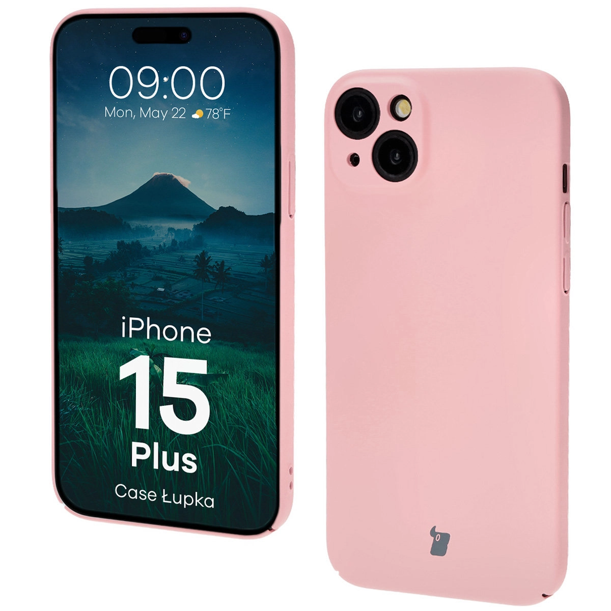 Etui Bizon Łupka iPhone 15 Plus Różowy