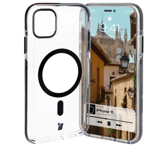 Etui Bizon Marco z MagSafe do iPhone 11 Przezroczysty z Czarną ramką