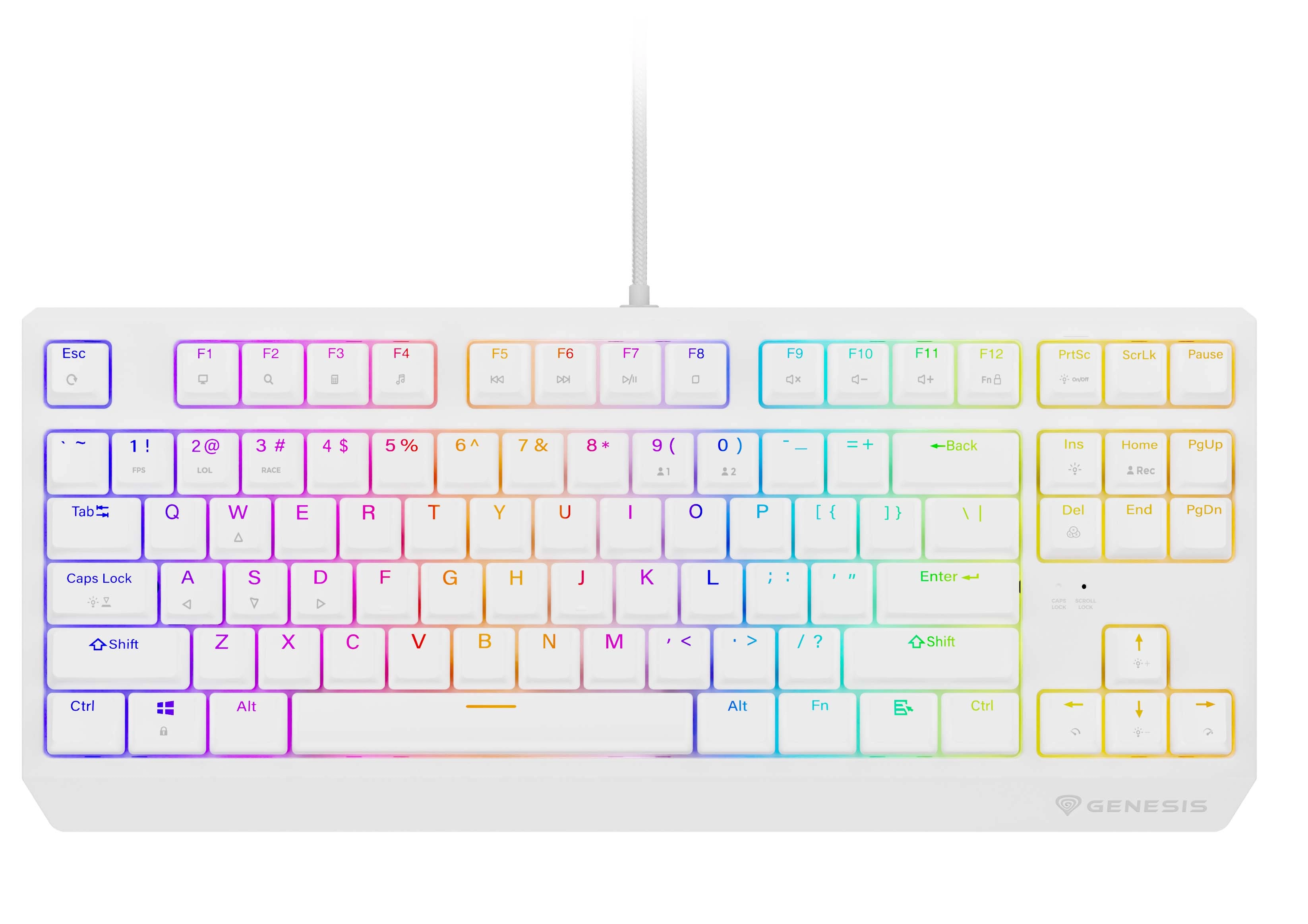 Klawiatura mechaniczna Genesis Thor 230 TKL US RGB Outemu Red Biały