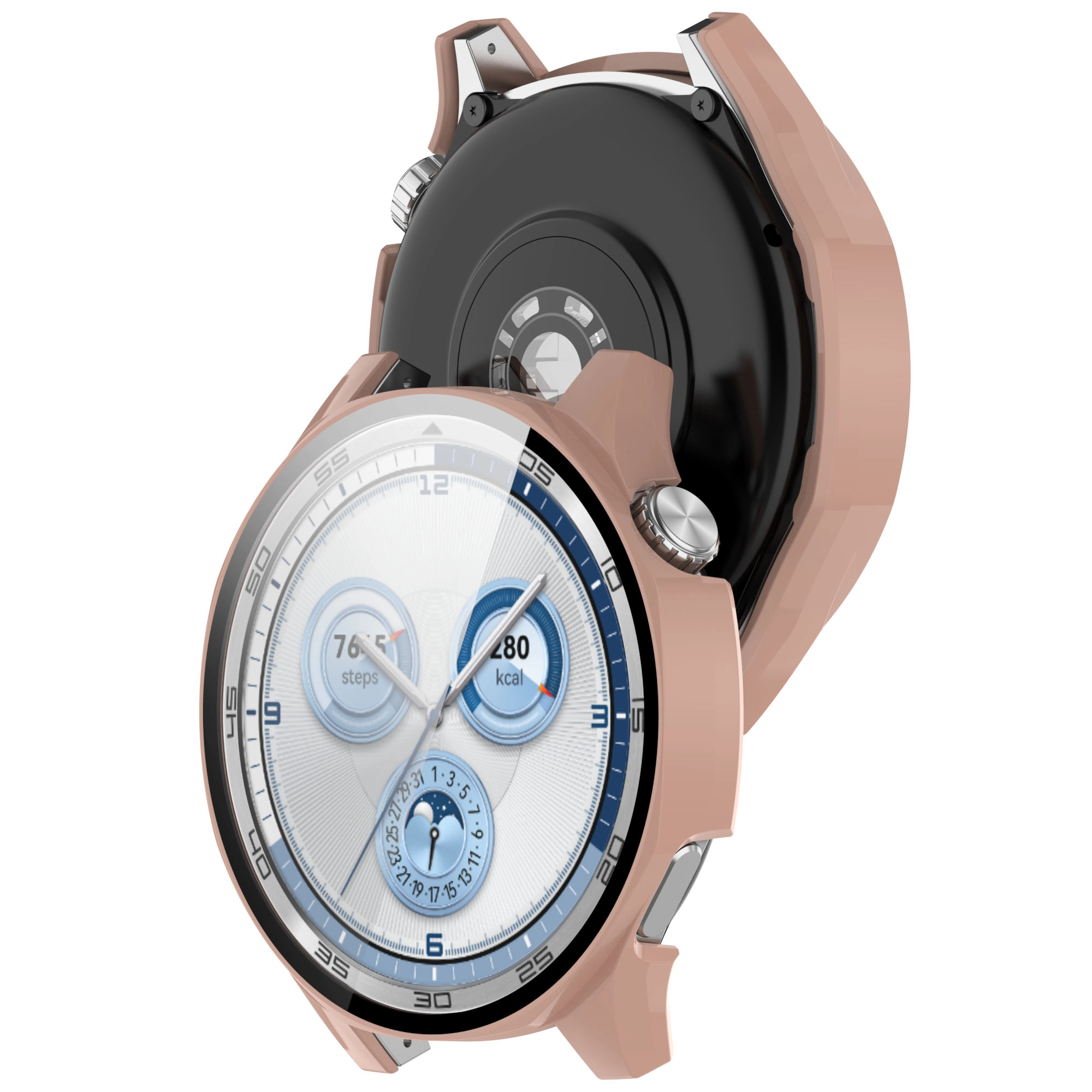 Nakładka na tarczę Bizon ze szkłem do Huawei Watch GT5 46 mm różowy