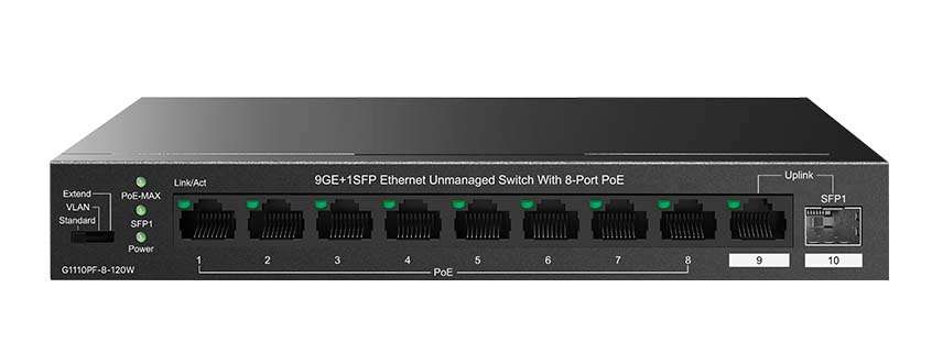 Switch Tenda TEG1110PF-8-120W Czarny