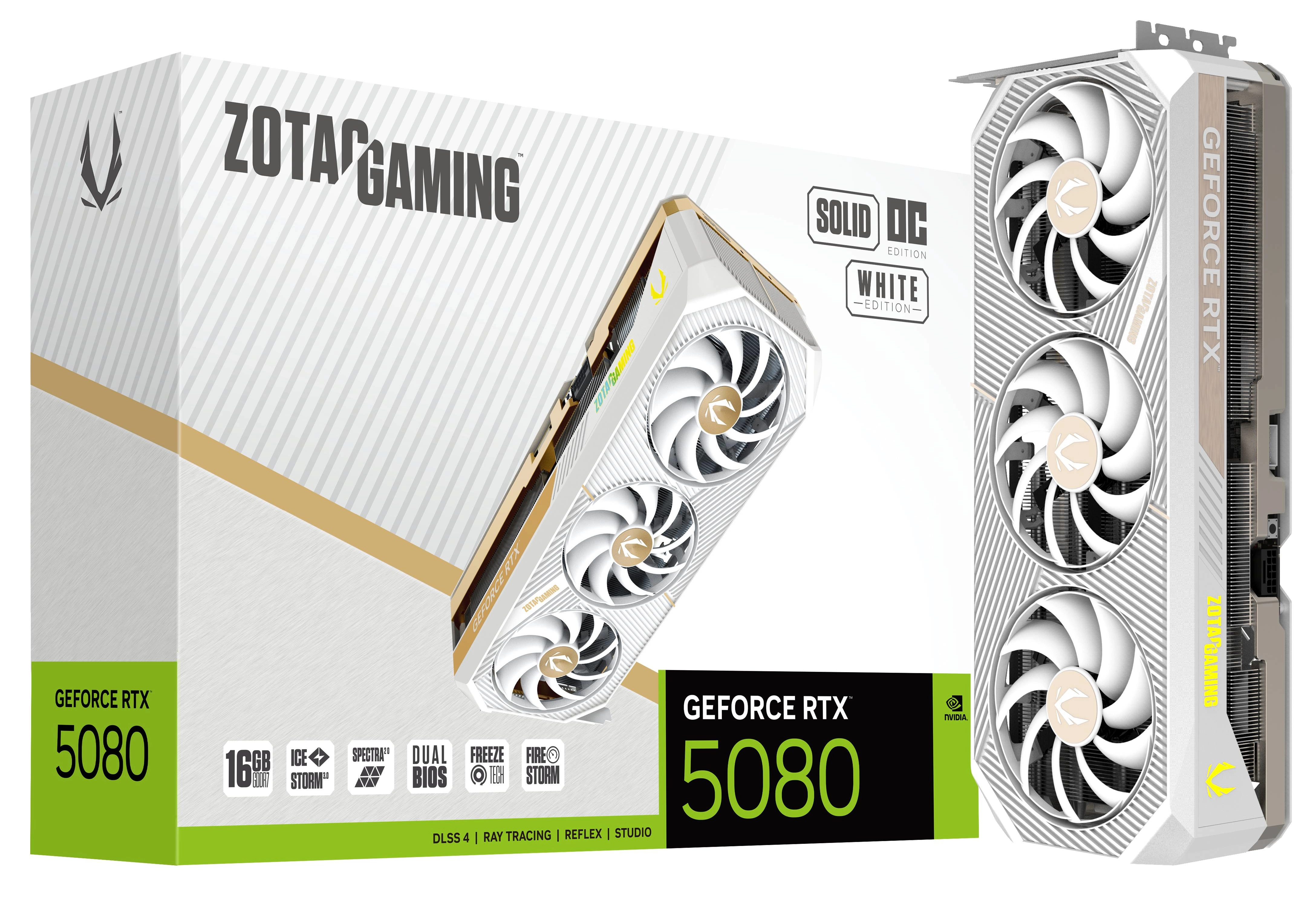 Karta graficzna Zotac Gaming GeForce RTX 5080 SOLID OC White Edition 16GB GDDR7 256bit DLSS 4