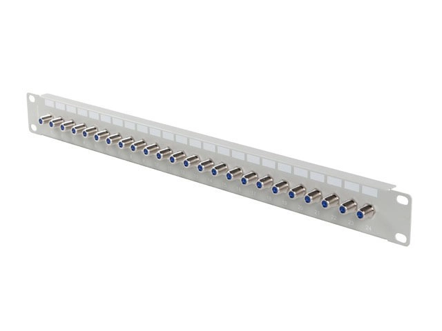 Patch panel Lanberg PPRF-R624-S 24 PORT 1U 19" GNIAZDO TYP F BECZKA Szary