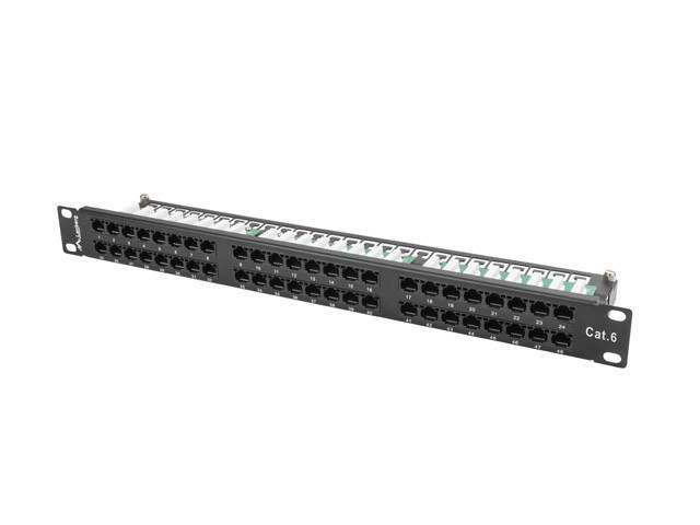 Patch panel Lanberg PPU6-1048-B 48 PORT 1U 19" KAT.6 UTP Czarny