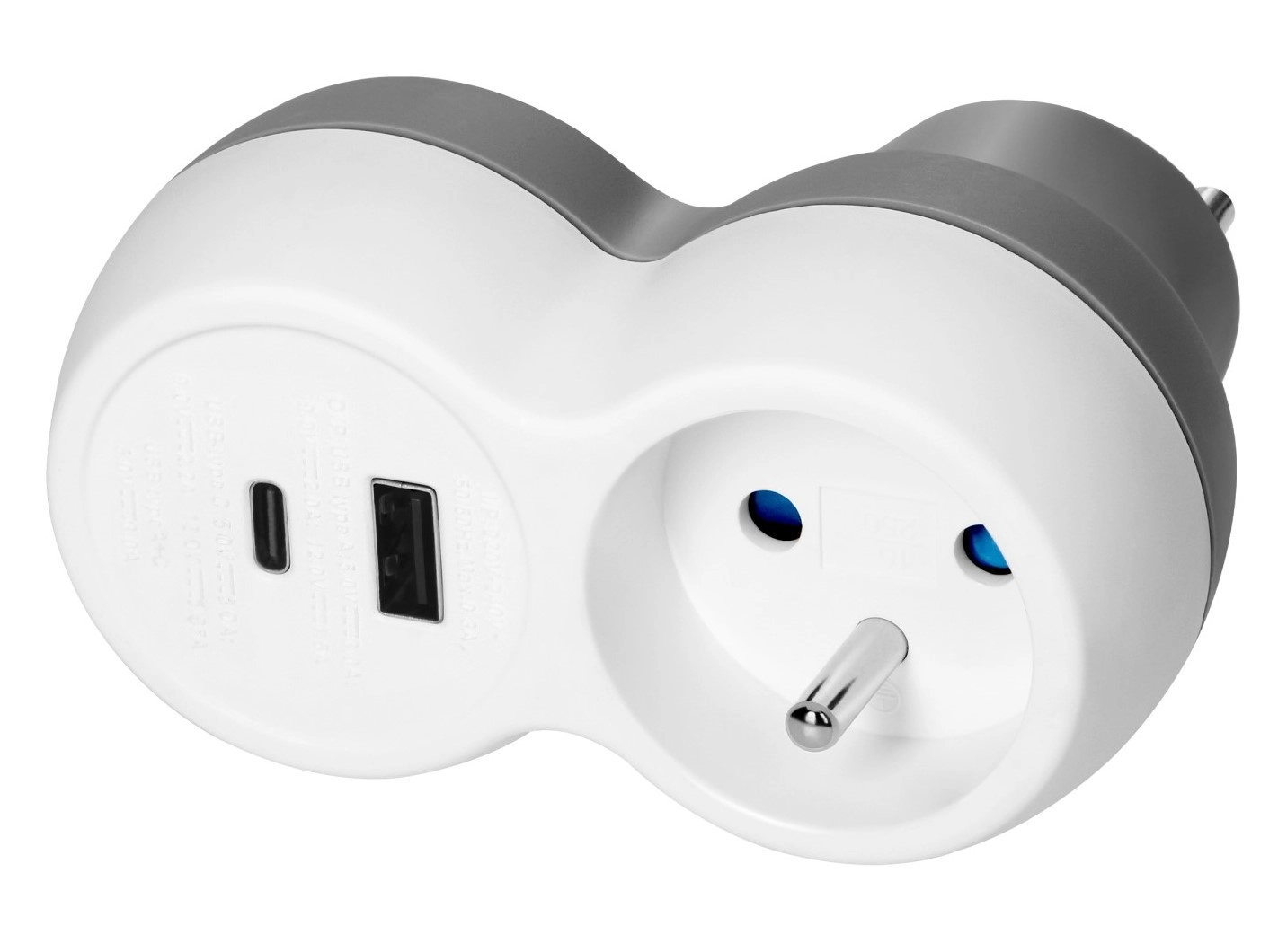 Rozgałęziacz Orno OR-AE-13302 1 gniazdo USB-A USB-C Biało-szary