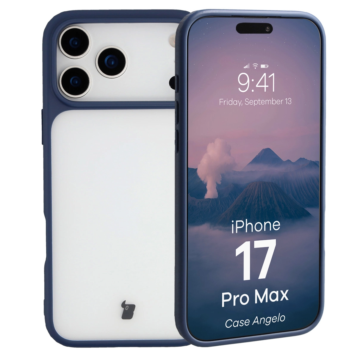 Etui Bizon Angelo do Apple iPhone 17 Pro Max z niebieską ramką