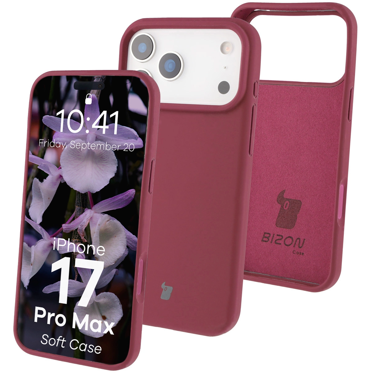 Etui Bizon Silikonowe Soft do Apple iPhone 17 Pro Max Śliwkowy