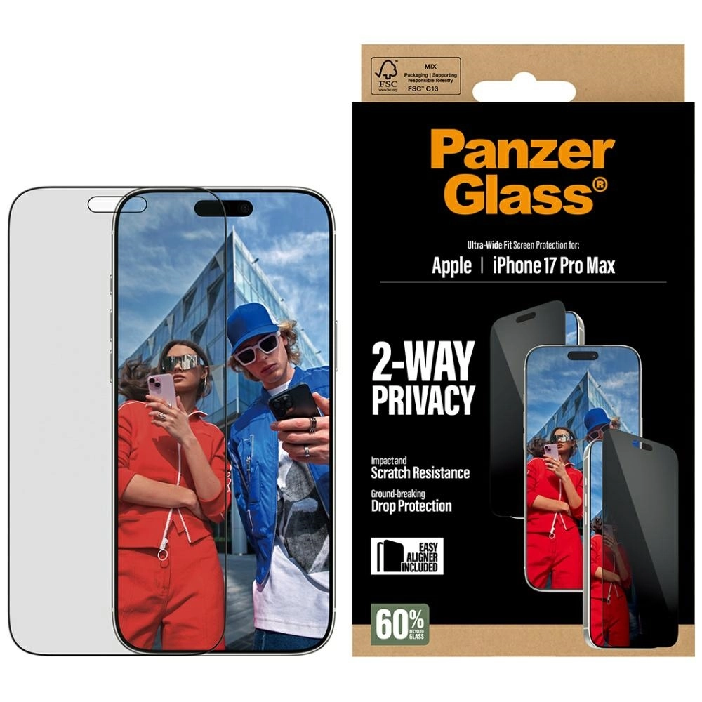 Szkło hartowane PanzerGlass prywatyzujące Ultra-Wide Fit EasyAligner do iPhone 17 Pro Max