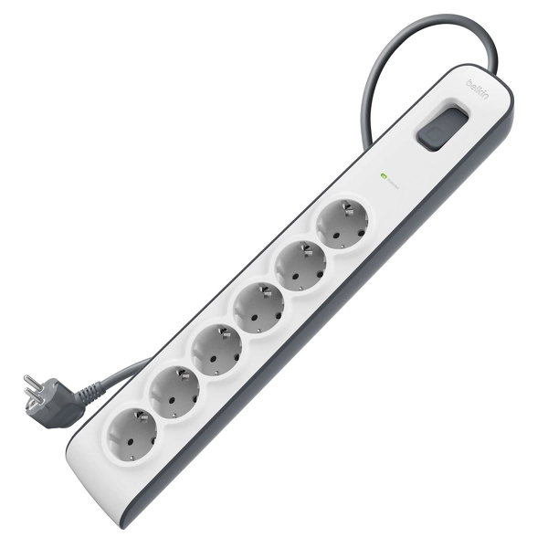 Listwa Belkin BSV603VF2M-V2 6 gniazd, 2m Biało-czarny