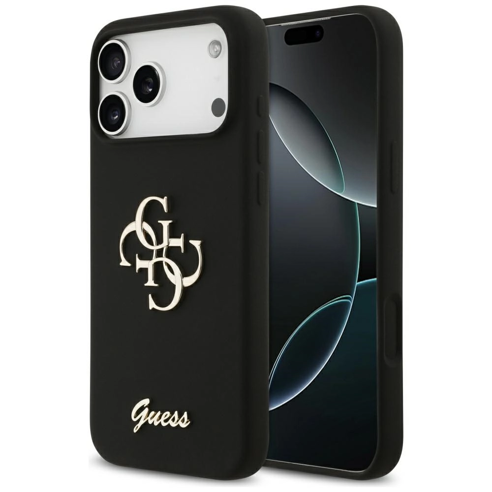 Etui Guess Silicone Big 4G Script do iPhone 17 Pro Max czarny