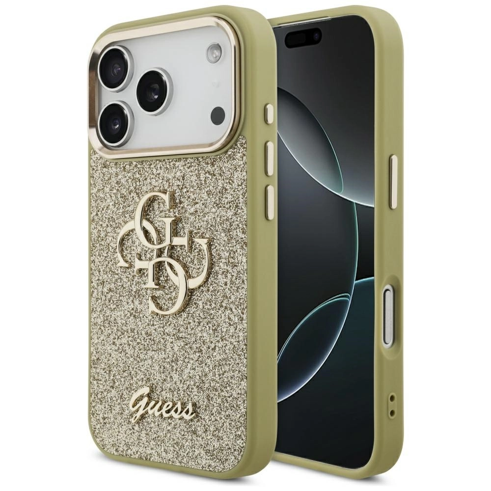 Etui Guess Fixed Glitter Big 4G Metal Frame do iPhone 17 Pro złoty