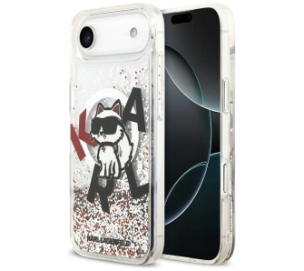 Etui Karl Lagerfeld Liquid Glitter Choupette Logo MagSafe do iPhone Air Przezroczysty