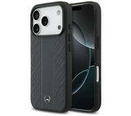 Mercedes-Benz Leather Laurel Leaves Stripes MagSafe do iPhone 17 Pro niebieski