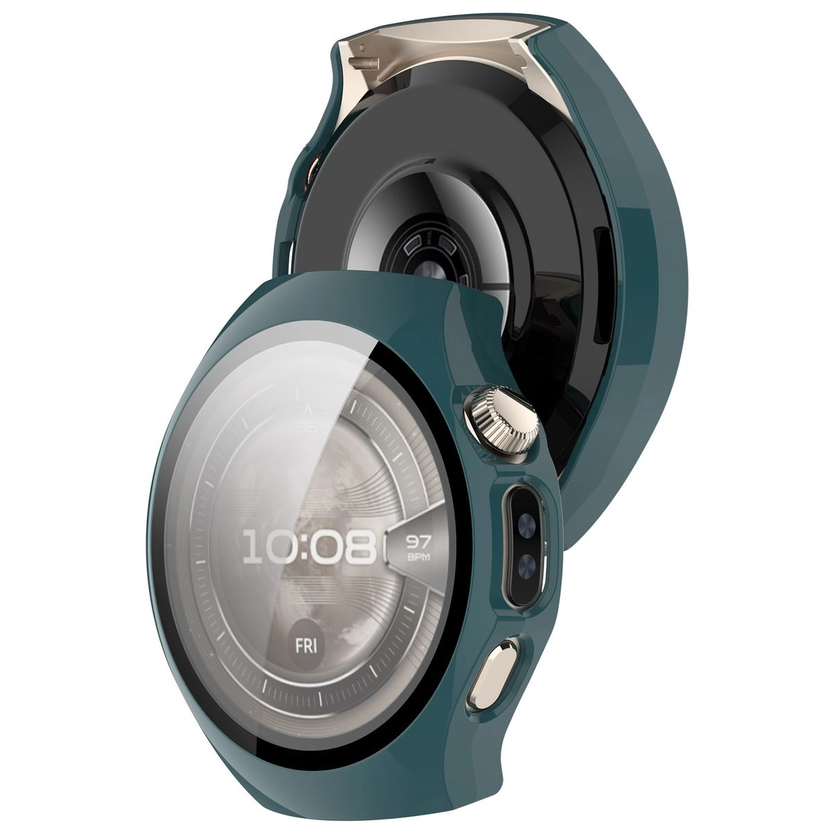 Nakładka na tarczę Bizon ze szkłem do Huawei Watch 5 46 mm zielony