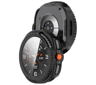 Nakładka na tarczę Bizon ze szkłem do Samsung Galaxy Watch 8 Classic 46 mm czarny