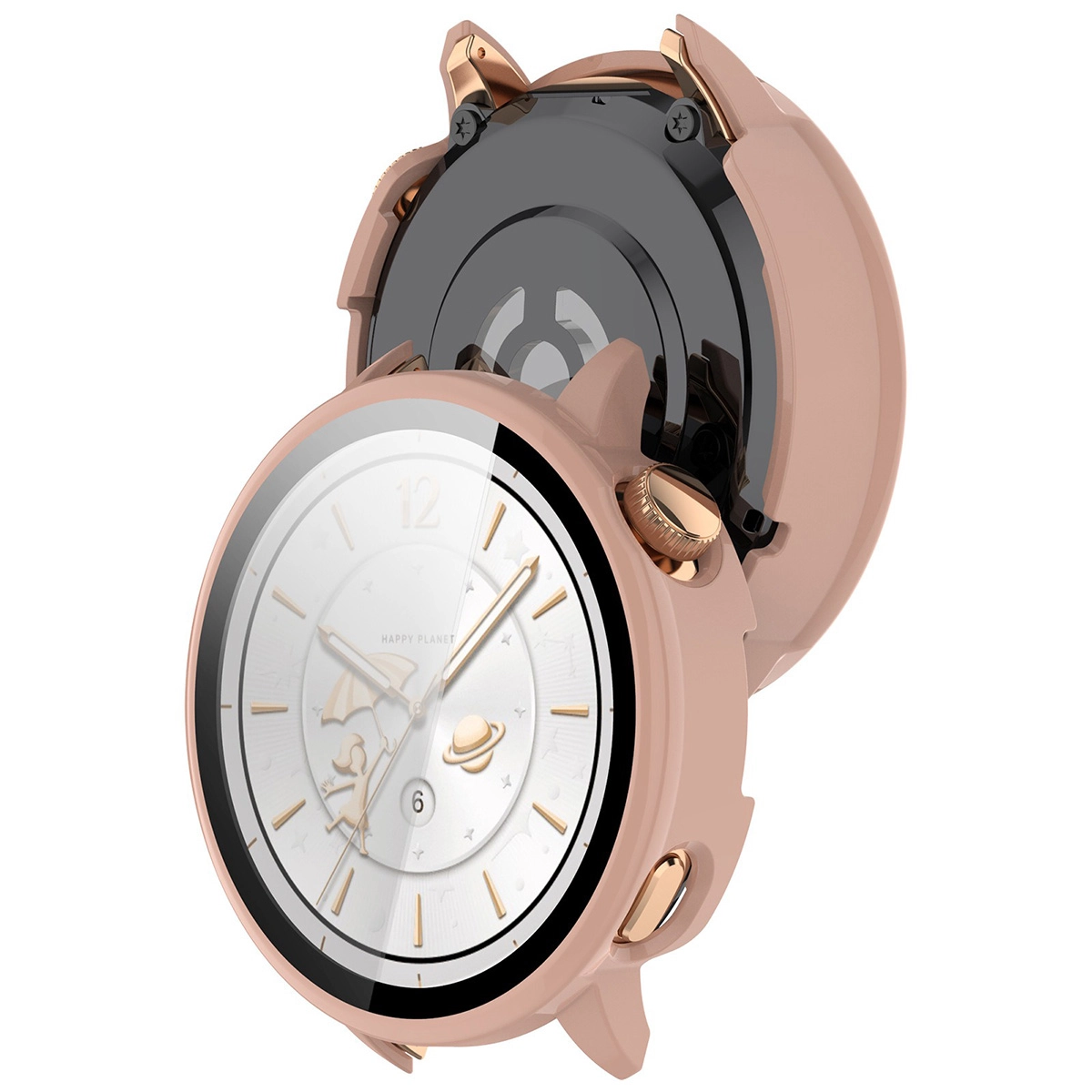 Nakładka na tarczę Bizon ze szkłem do OnePlus Watch 3 43 mm różowy