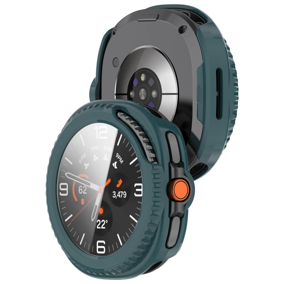 Nakładka na tarczę Bizon ze szkłem do Samsung Galaxy Watch 8 Classic 46 mm zielony