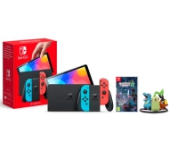Nintendo Switch OLED Czerwono-niebieski + Gra Pokémon Legends Z-A + Figurka