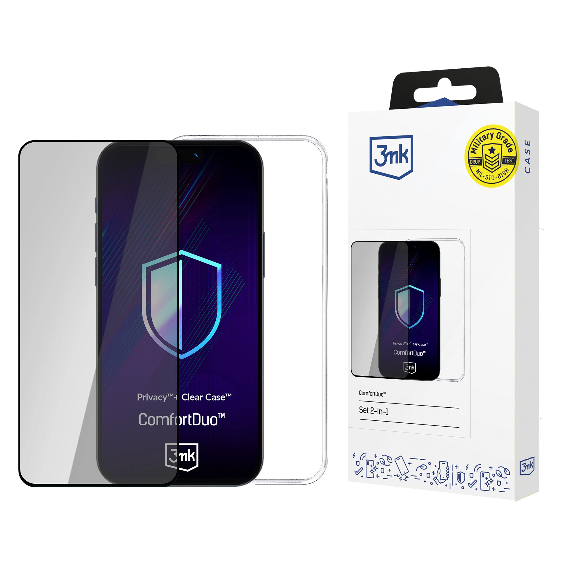 Etui 3mk ComfortDuo Privacy Clear do iPhone 15 Plus