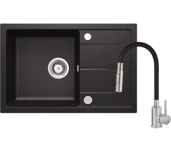 Zlewozmywak Deante ZRD2113 Granitowy + bateria BOCB740 Granitowy