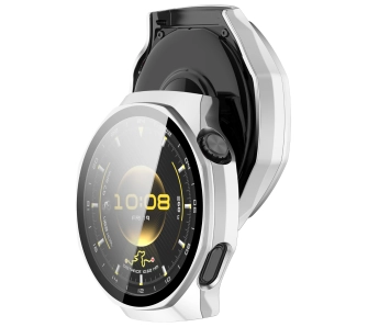 Nakładka na tarczę Bizon ze szkłem do Huawei Watch GT6 Pro 46mm Srebrny