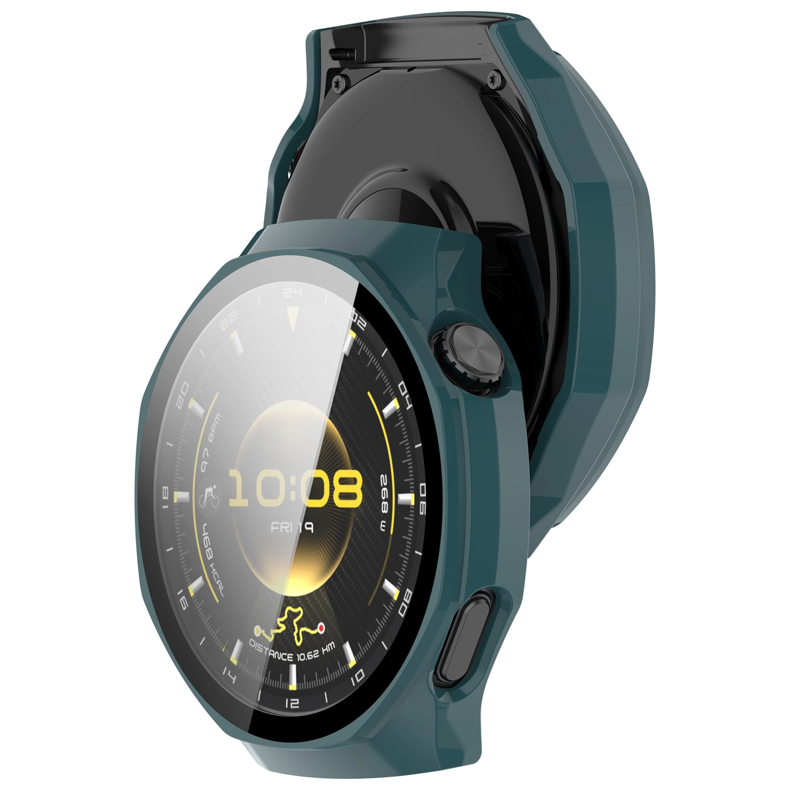 Nakładka na tarczę Bizon ze szkłem do Huawei Watch GT6 Pro 46mm Zielony