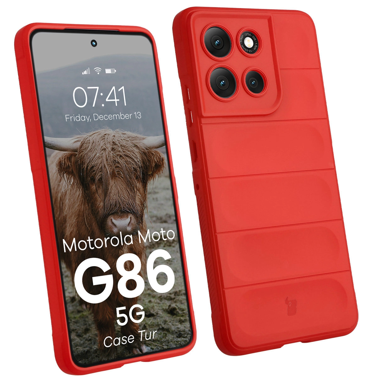 Etui Bizon Pancerne Tur do Motorola Moto G86 Power 5G Czerwony