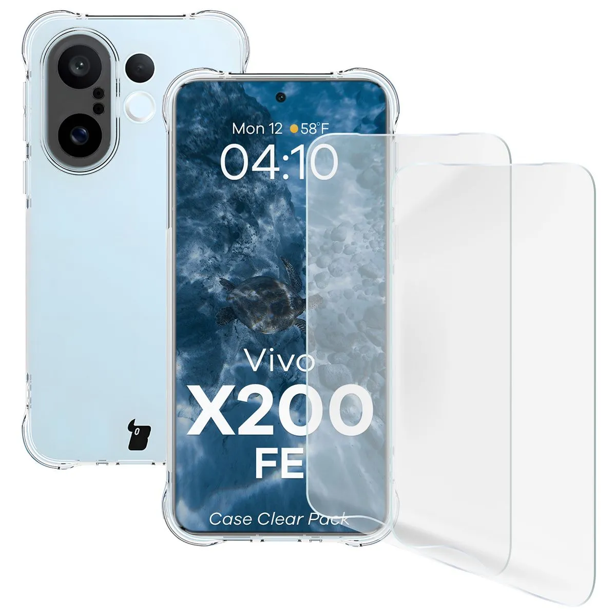 Zestaw ochronny Bizon elastyczne etui Salpa + 2x szkło hartowane Clear Pack do Vivo X200 FE