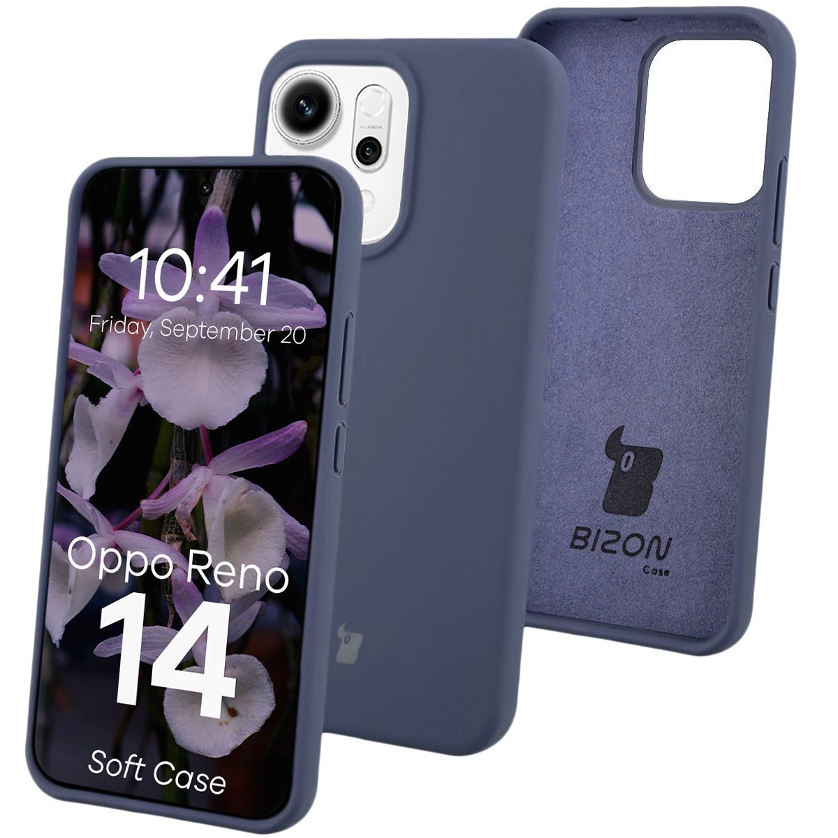Etui Bizon Silikonowe Soft do Oppo Reno14 Granatowy