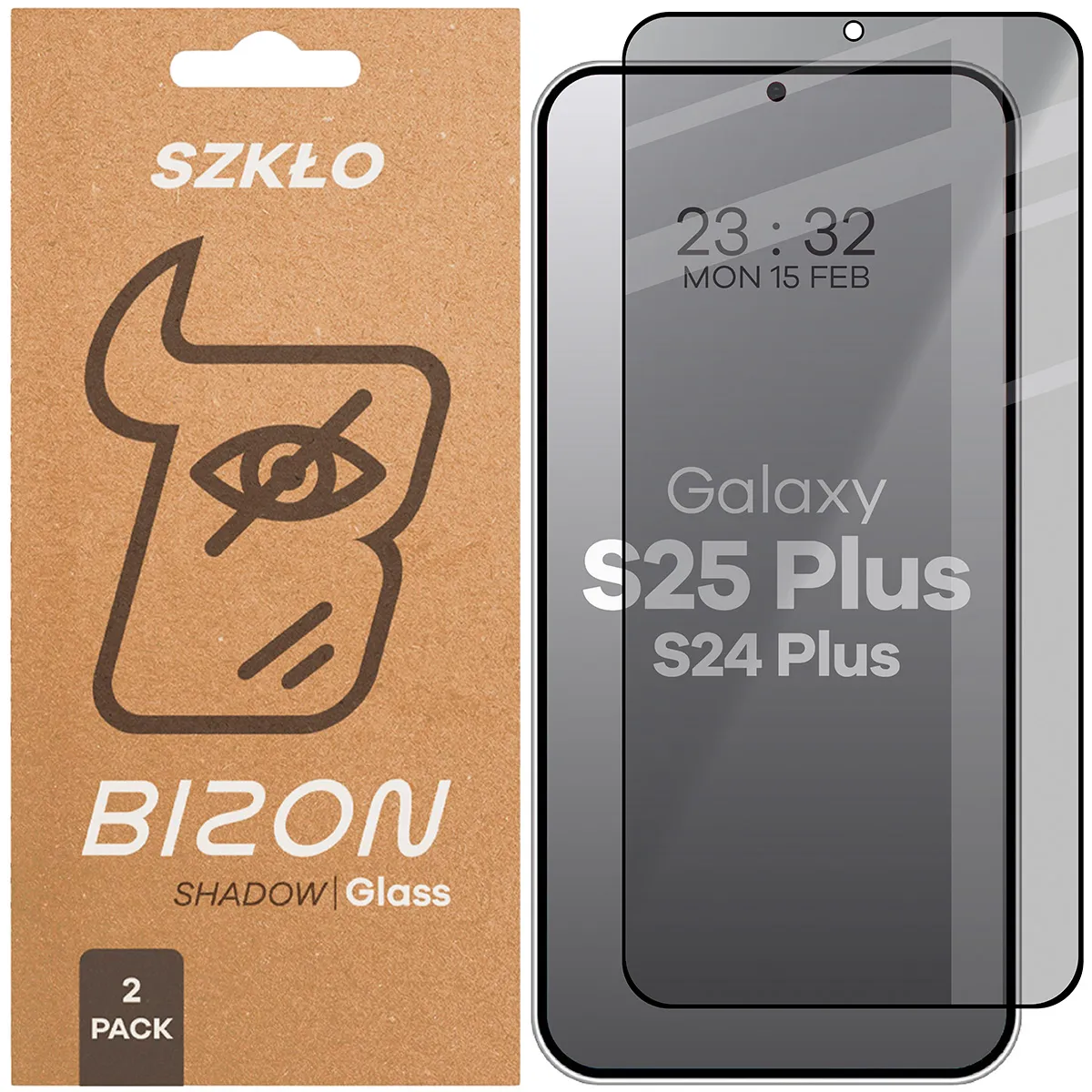 Szkło hartowane Bizon prywatyzujące pełne Edge Shadow Duo do Samsung Galaxy S25 Plus / S24 Plus