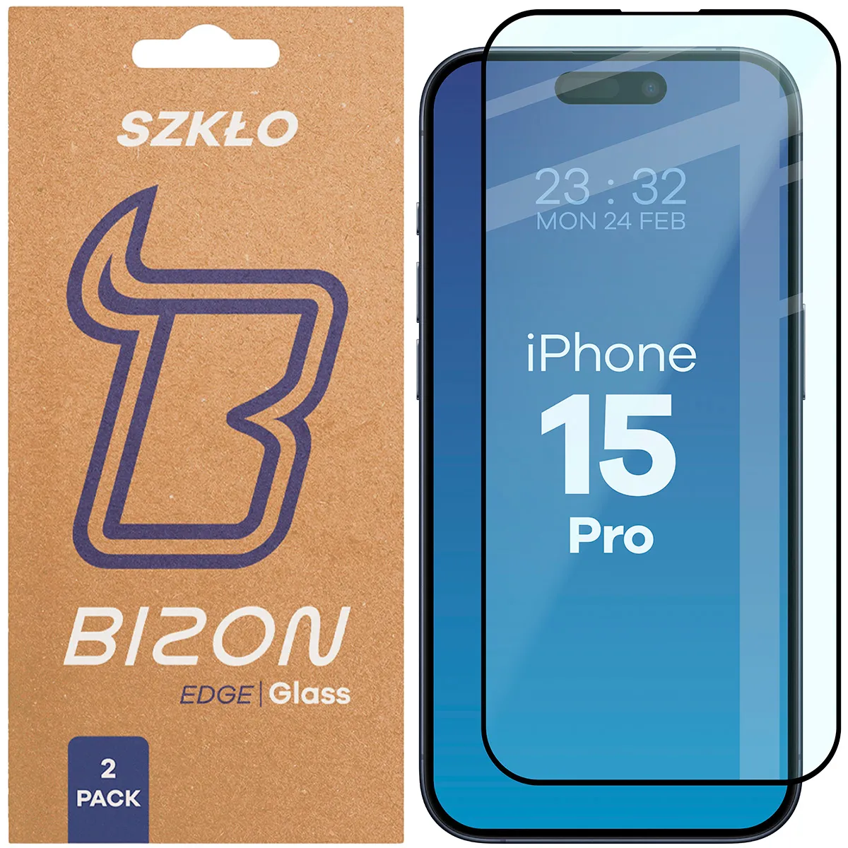 Szkło hartowane Bizon Edge Duo do iPhone 15 Pro