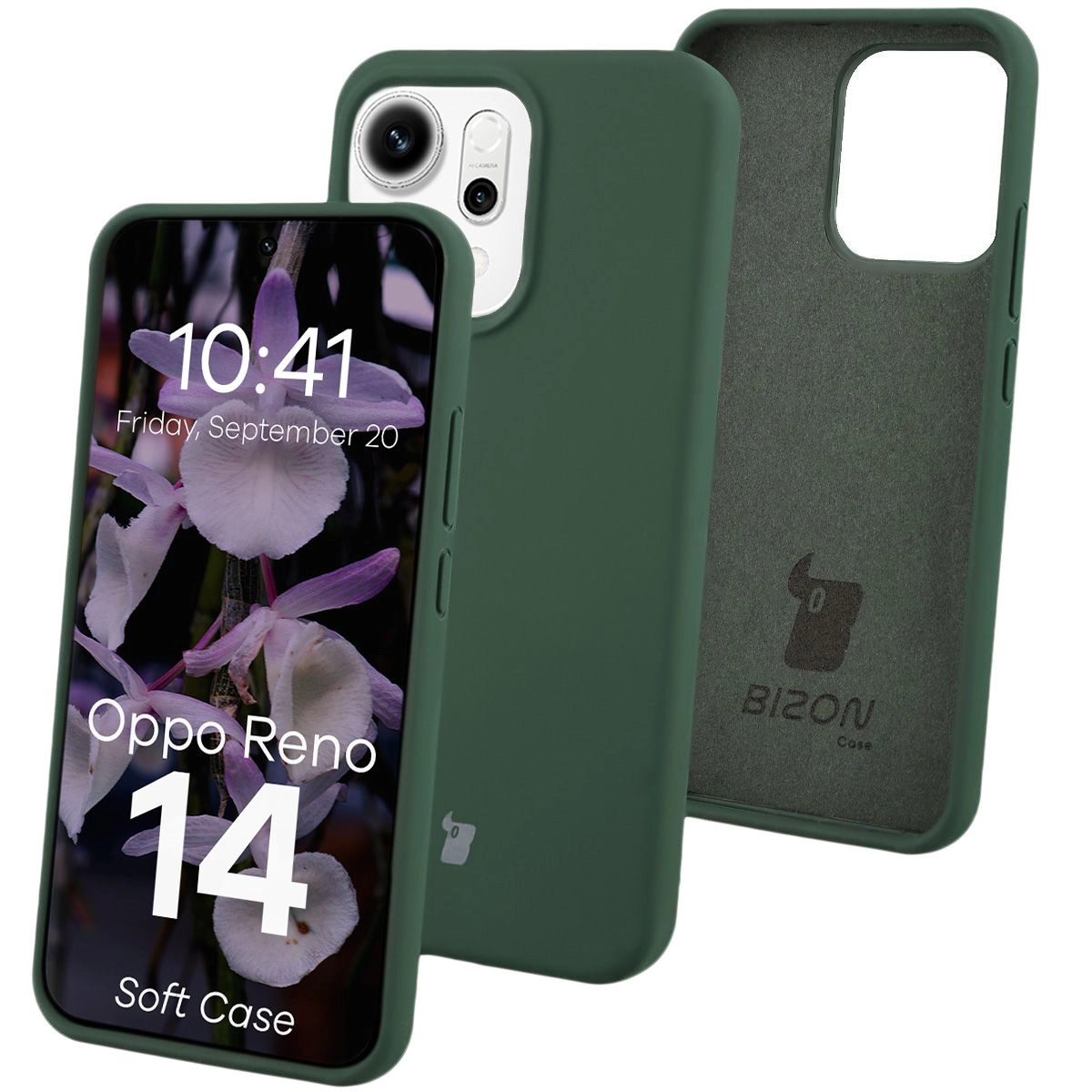 Etui Bizon Silikonowe Soft do Oppo Reno14 Ciemnozielony