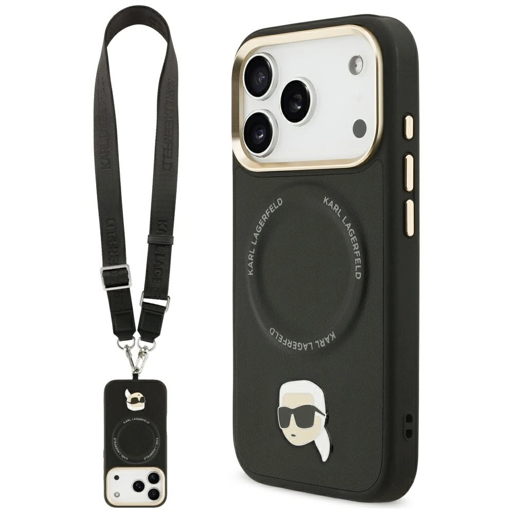 Etui Karl Lagerfeld Big Strap Karl Metal Logo MagSafe do iPhone 17 Pro Max Czarny