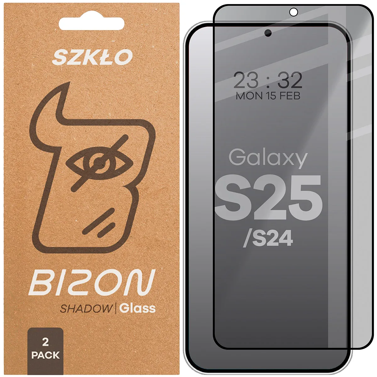 Szkło hartowane Bizon prywatyzujące pełne Edge Shadow Duo do Samsung Galaxy S25 / S24