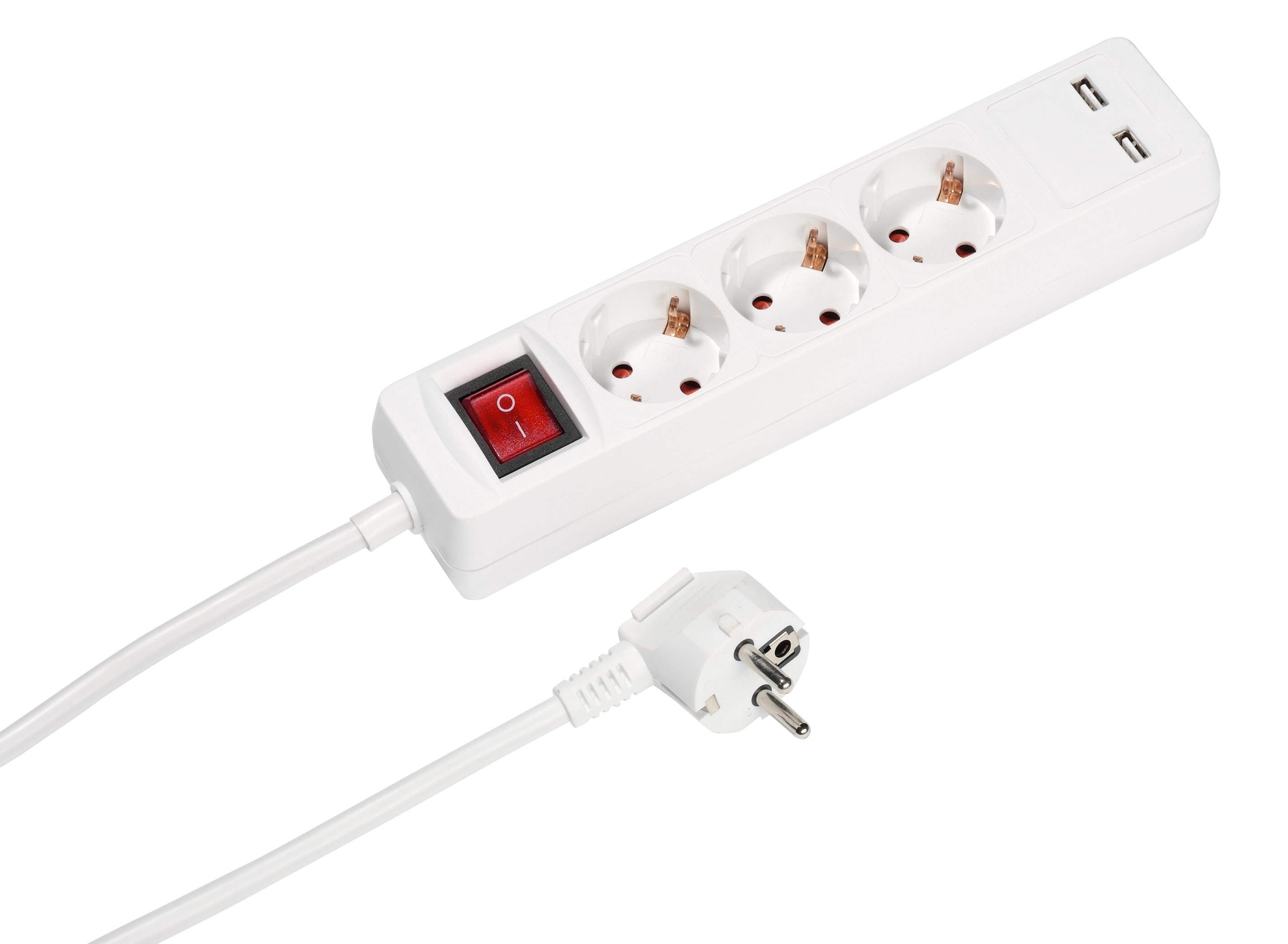 Listwa Vivanco 3 gniazda 2xUSB-A 1,4m Biały