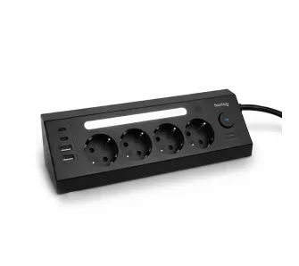 Listwa Huslog HUS1057 POWERSHARP LED 4 gniazda 1,8m Czarny