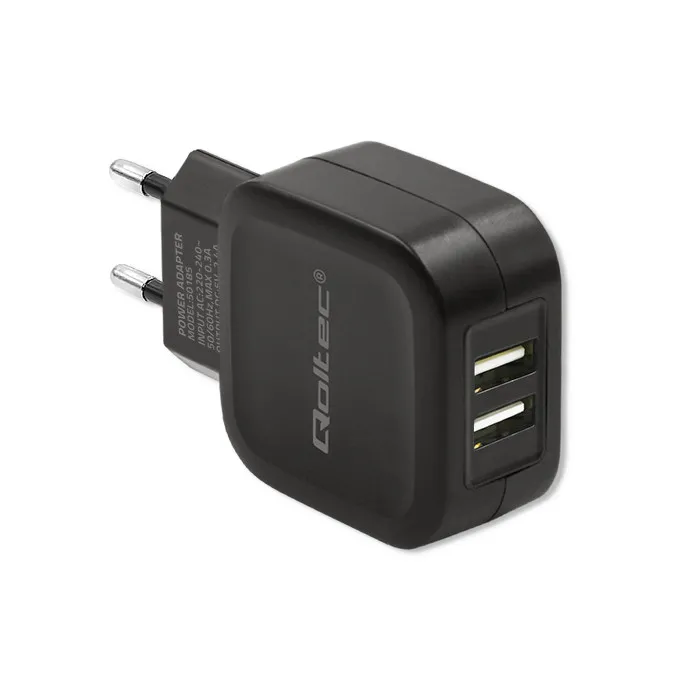 Ładowarka sieciowa Qoltec 50185 2x USB-A 12W Czarny