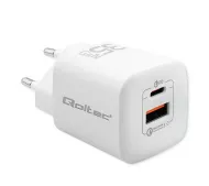 Qoltec GaN Ultra USB-A USB-C 35W Biały