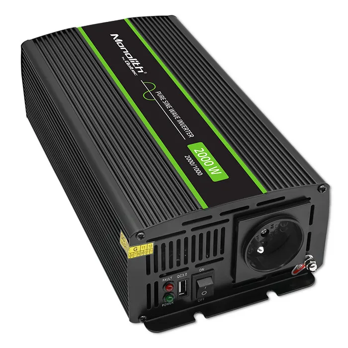 Przetwornica Qoltec Monolith 12/230V 1000/2000W Czarny