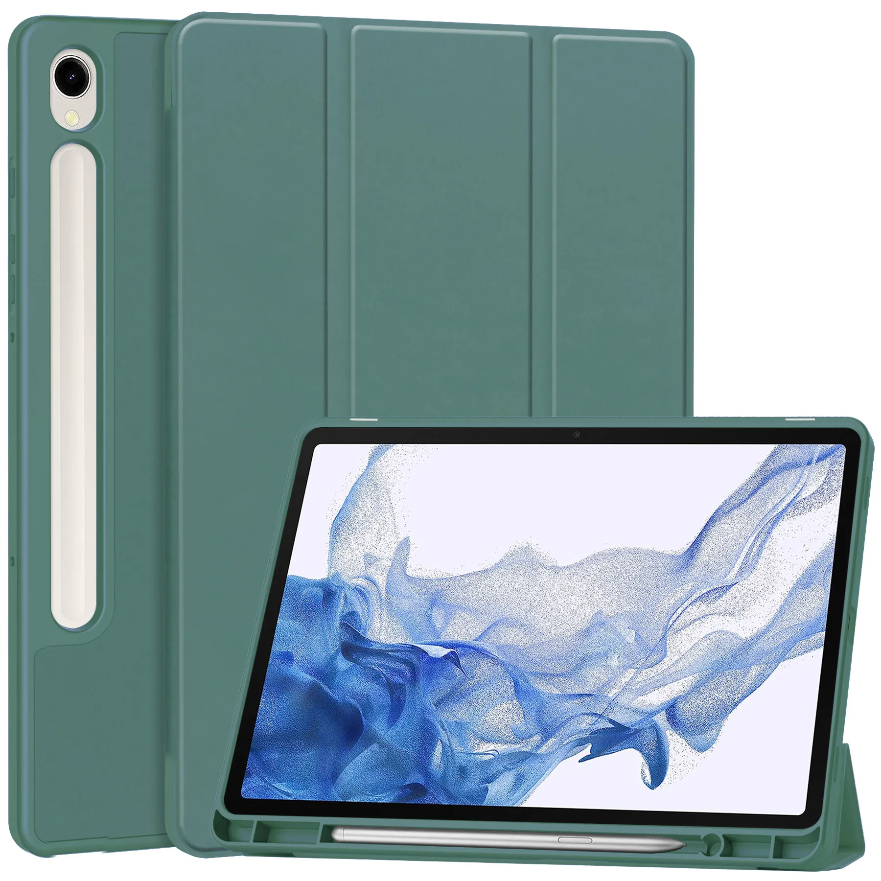 Etui na tablet Bizon Case Tab Lizard z klapką do Samsung Galaxy Tab S9 Ciemnozielony