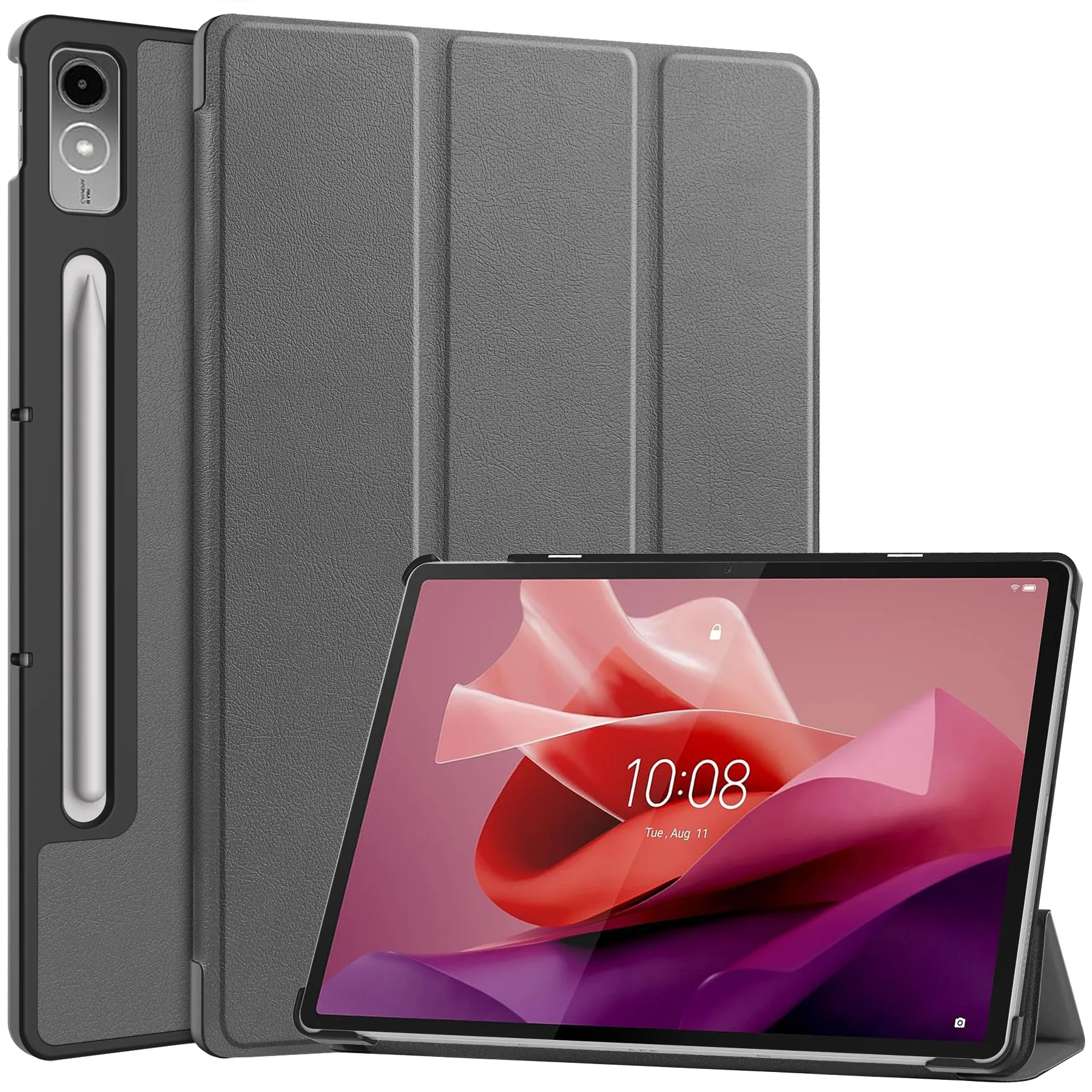 Etui na tablet Bizon Case Tab Croc z klapką do Lenovo Tab P12 Szary