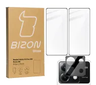 Bizon 2x Szkło + szybka na aparat Edge 2 Pack do Xiaomi Poco M6 Pro 4G / Xiaomi Redmi Note 13 Pro 4G