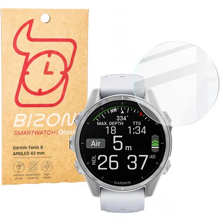 Szkło hartowane Bizon Glass Watch Clear do Garmin Fenix 8 AMOLED 43mm